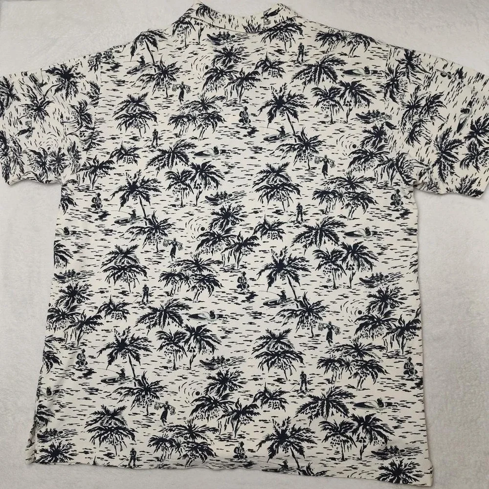 Polo Ralph Lauren Polo Shirt Mens XL White Hawaiian Floral Palm Tree USA Made